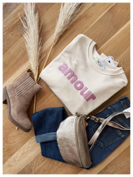 Sweat amour rose/beige